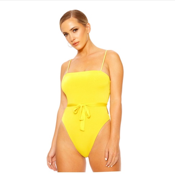 Naked wardrobe yellow one piece strappy swim wear - Picture 6 of 8